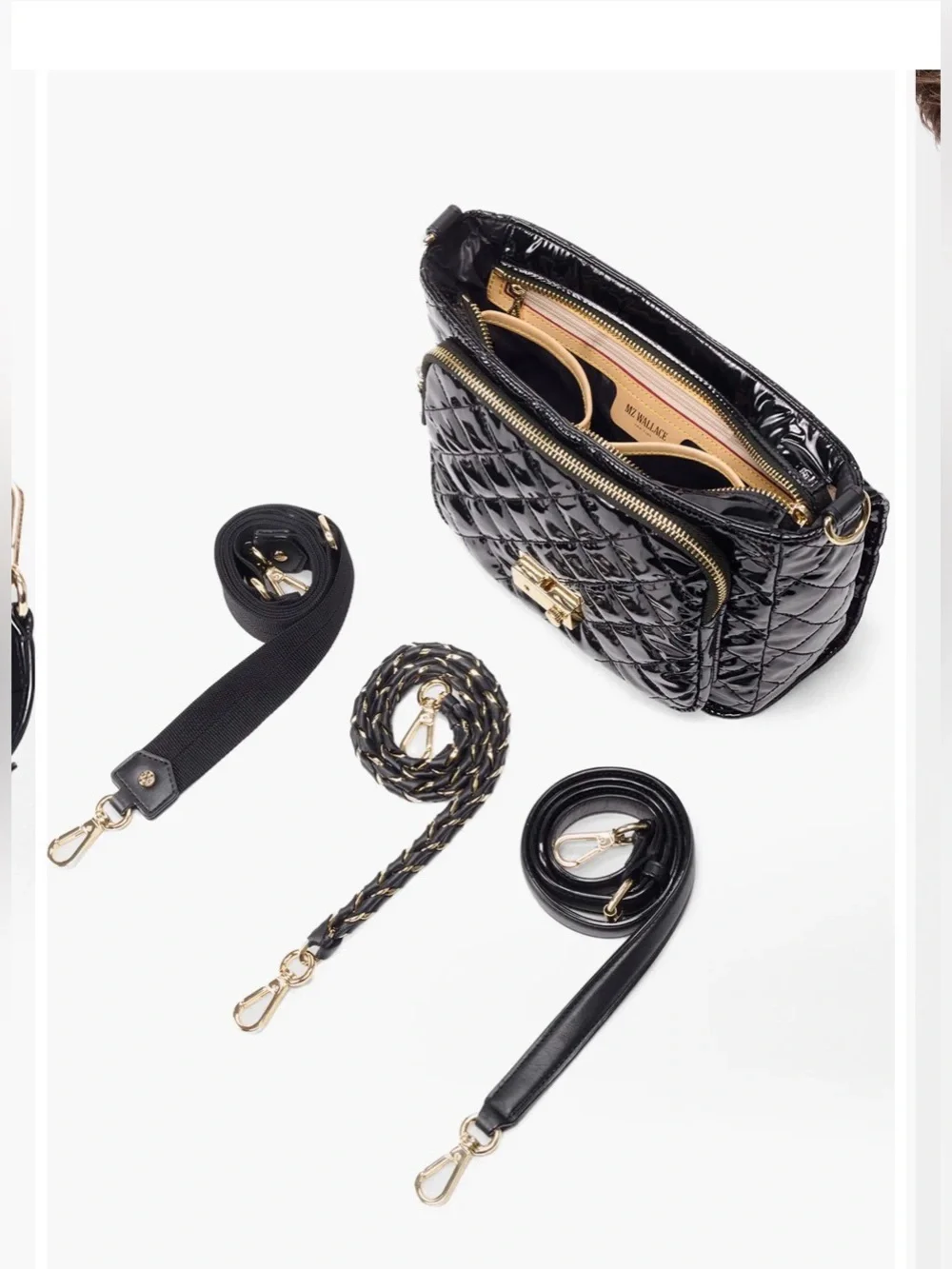 MZ Wallace MD Quilted Crosby Lock Nylon C/B. Black/Gold.
